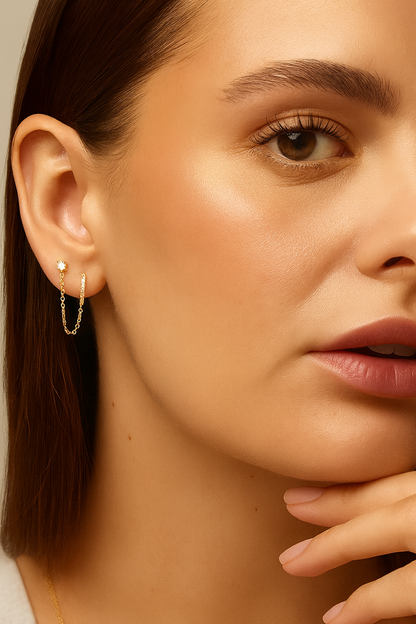 Golden Link Chain Earrings