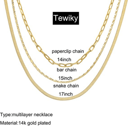 Stackable Paperclip Twisted Snake Chain Necklace