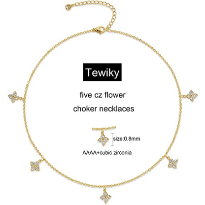 Dainty Cross CZ Choker Necklace