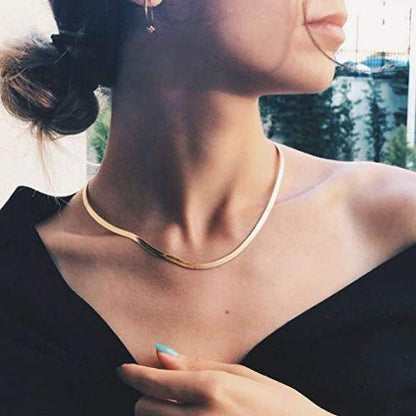 Flat Snake Necklace with Bracelet Set