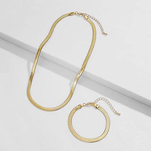 Flat Snake Necklace with Bracelet Set