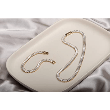 Rectangle CZ Tennis Choker Necklace