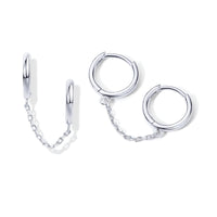 Double Huggie - White Gold